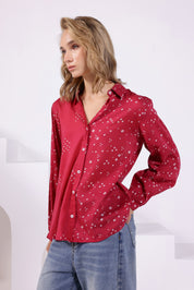 Pink Bandhej Collared Shirt