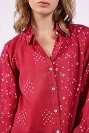 Pink Bandhej Collared Shirt