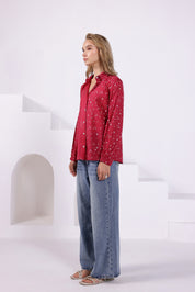 Pink Bandhej Collared Shirt