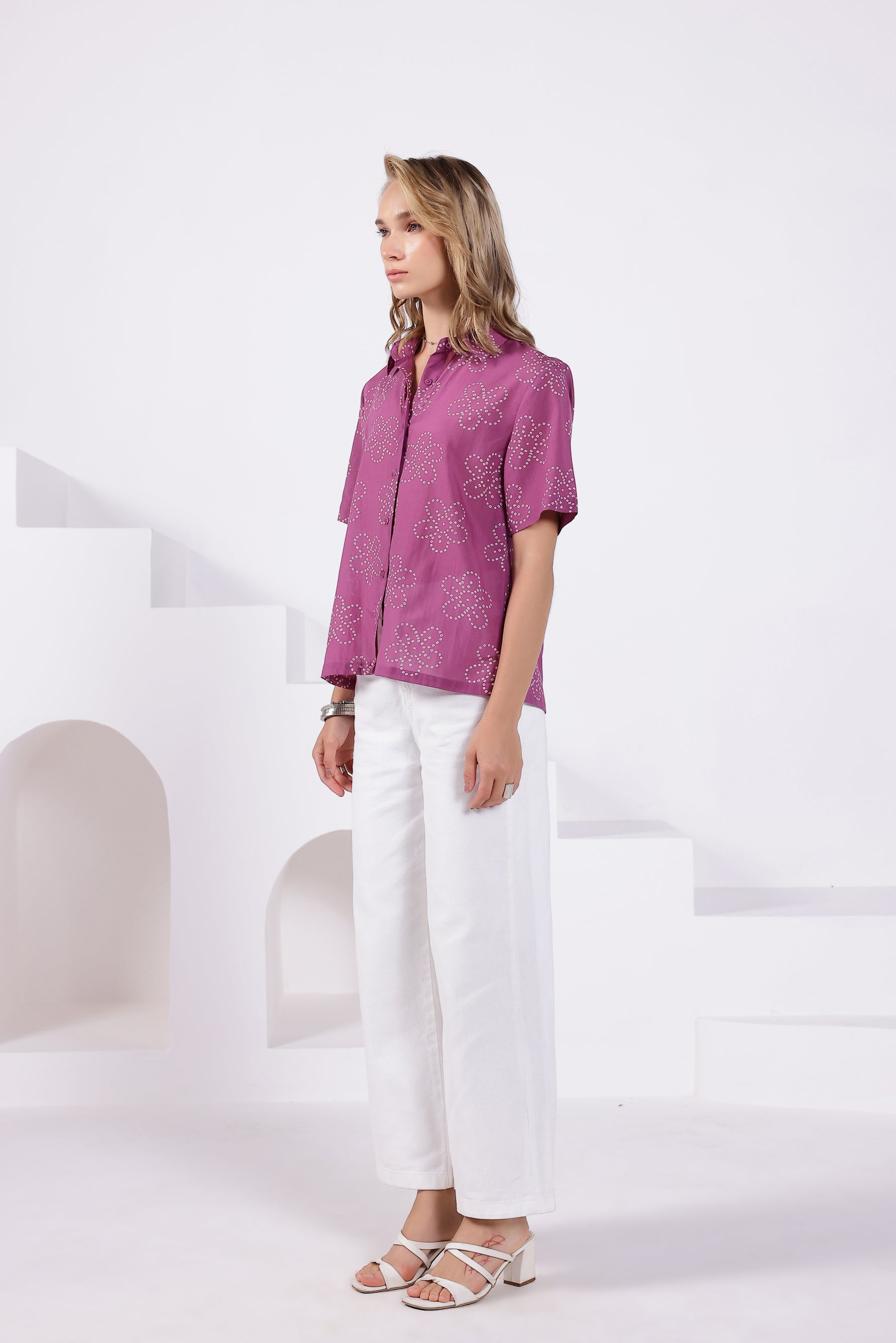 Purple Bandhej Shirt