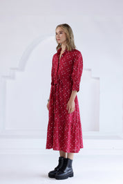 Pink Bandhej Tiered Long Dress