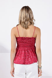 Pink Bandhej Smocked top