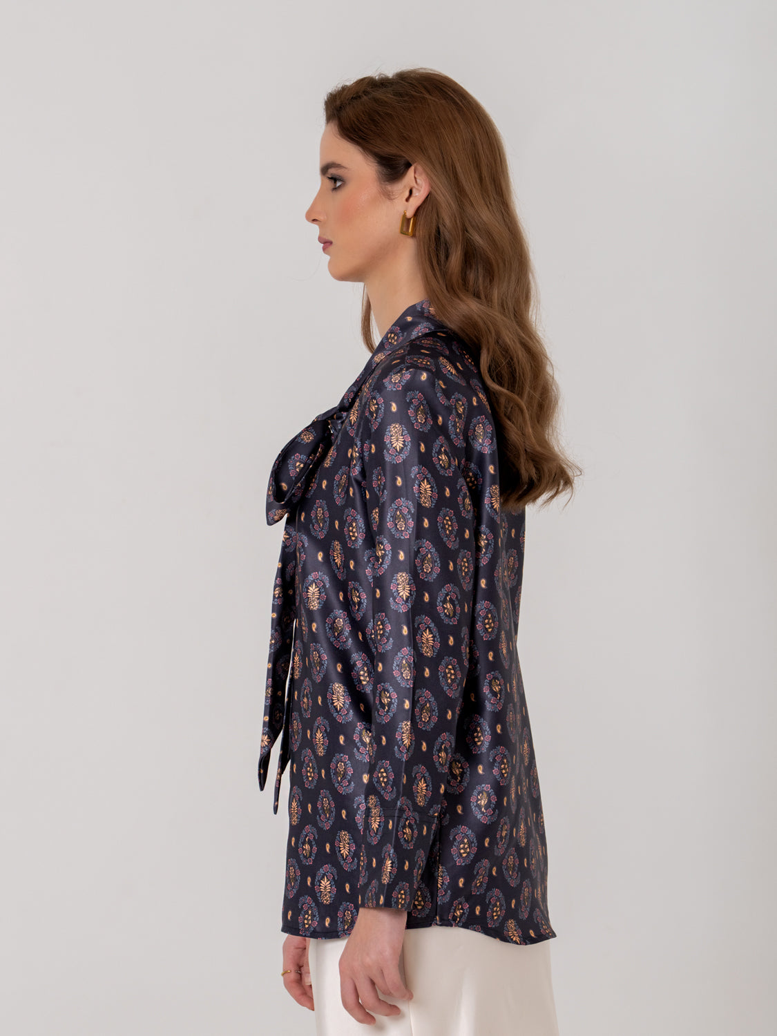 Charcoal Micro-Paisley Neck Tie Shirt