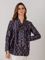 Charcoal Micro-Paisley Neck Tie Shirt