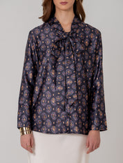 Charcoal Micro-Paisley Neck Tie Shirt