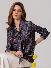 Charcoal Micro-Paisley Neck Tie Shirt