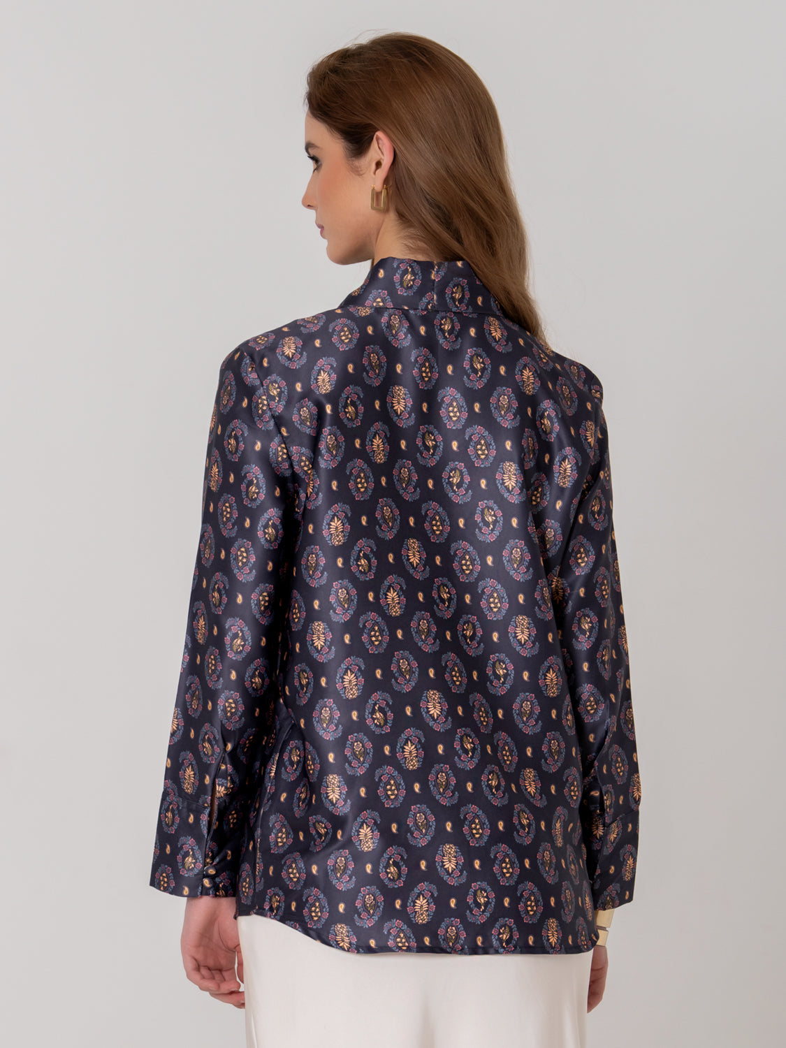 Charcoal Micro-Paisley Neck Tie Shirt