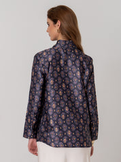 Charcoal Micro-Paisley Neck Tie Shirt