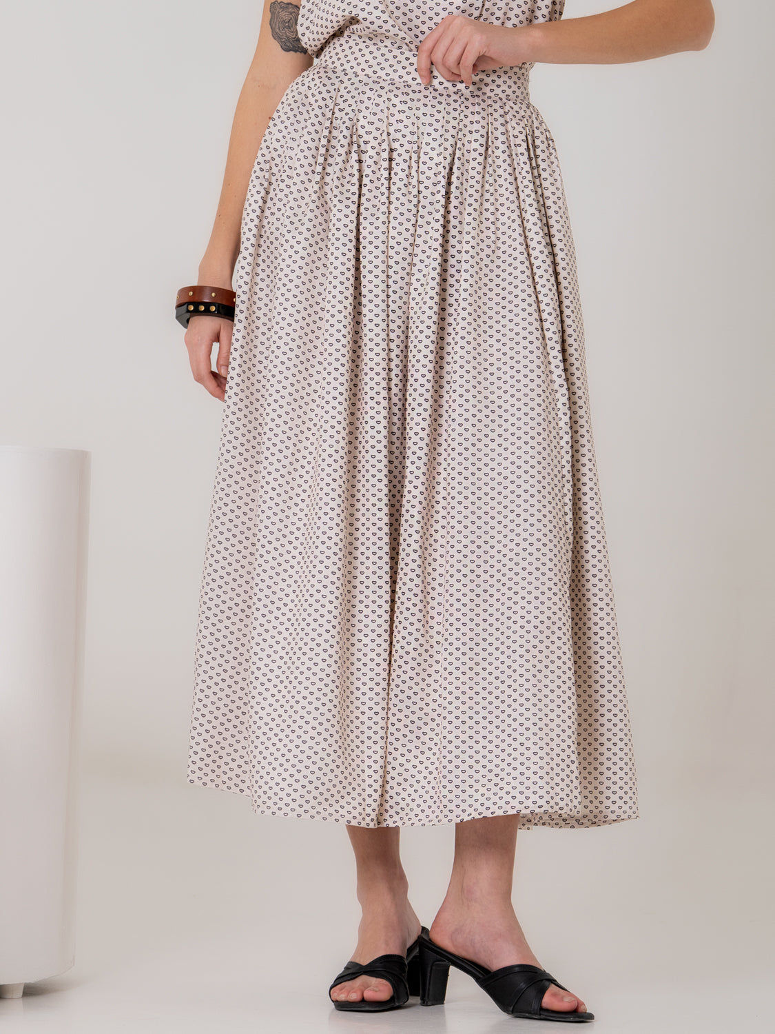 Dainty Heart Paisley Pleated Skirt