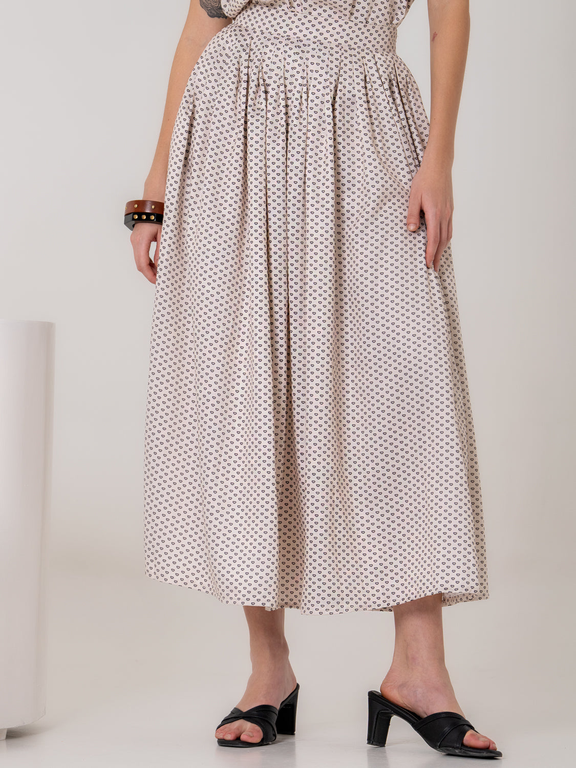 Dainty Heart Paisley Pleated Skirt