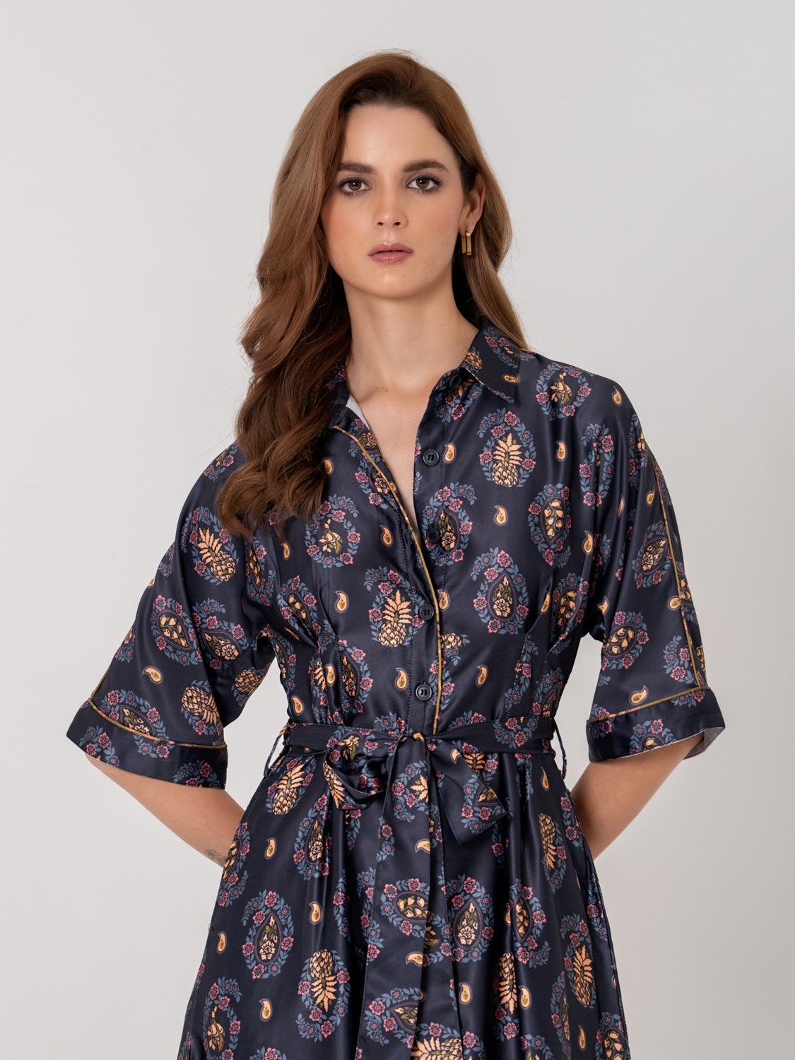 Midnight Medallion Shirt Dress