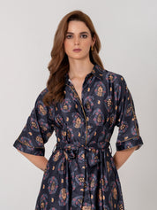 Midnight Medallion Shirt Dress
