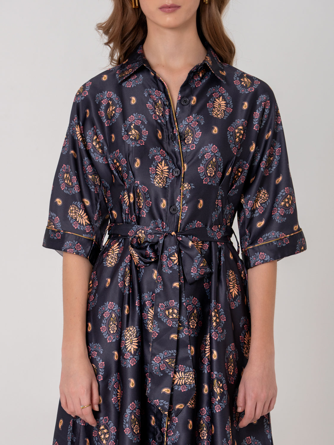 Midnight Medallion Shirt Dress