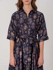 Midnight Medallion Shirt Dress