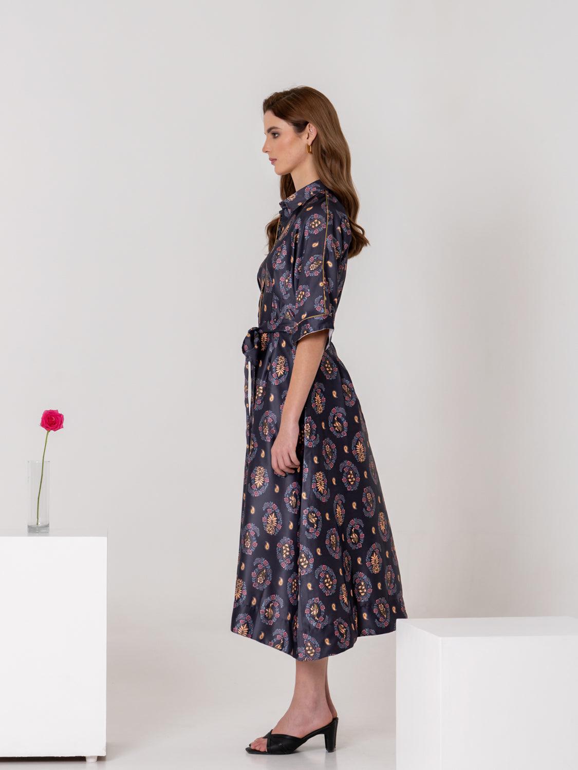 Midnight Medallion Shirt Dress