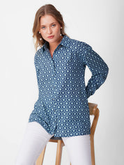 Blue Floral Block Print Shirt