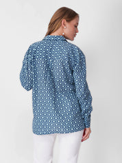 Blue Floral Block Print Shirt