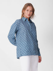 Blue Floral Block Print Shirt