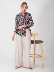 Green & Pink Ikat Print Full-Sleeve Shirt