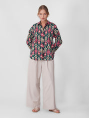 Green & Pink Ikat Print Full-Sleeve Shirt