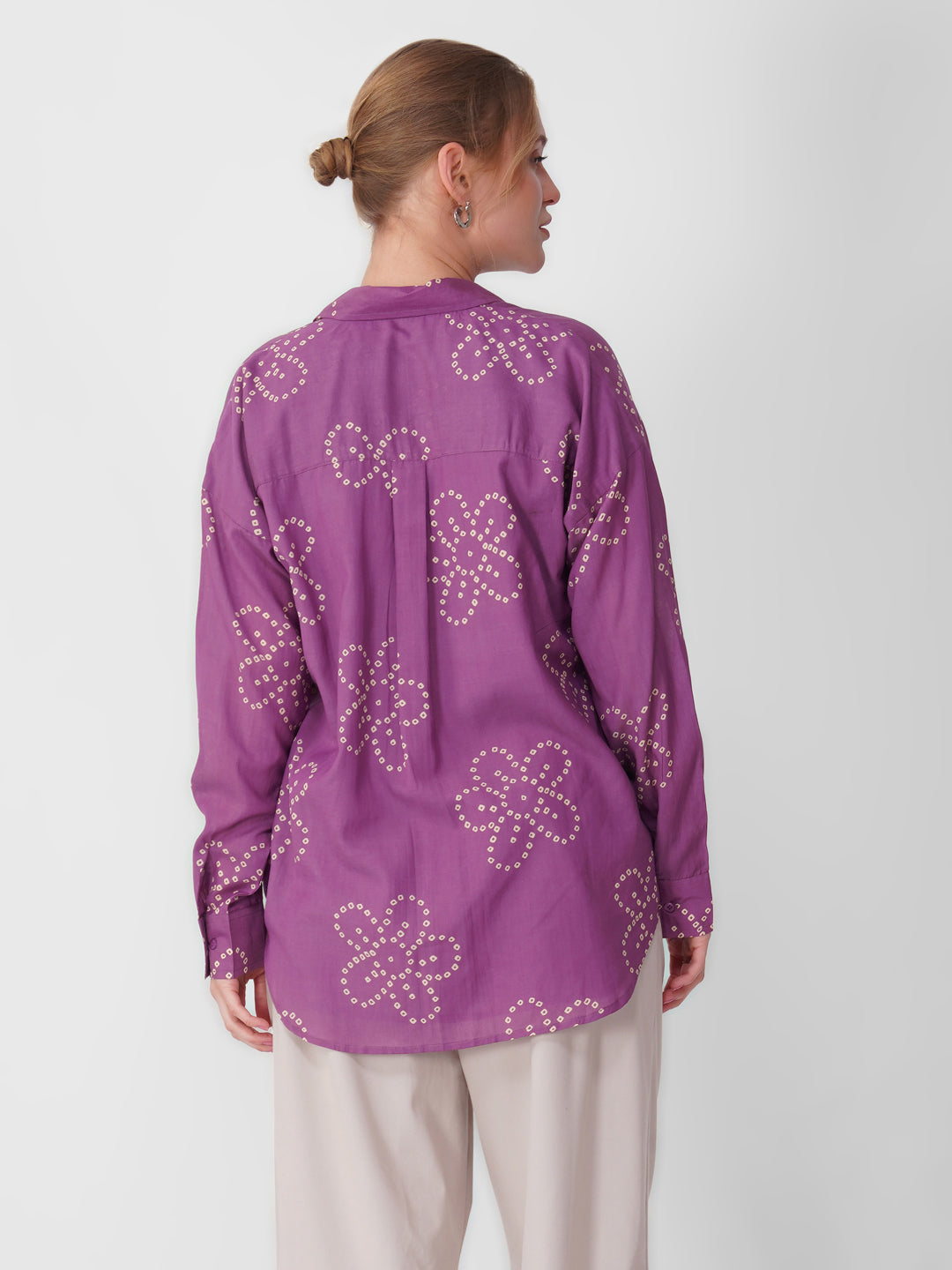 Purple Floral Bandhani Shirt