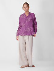 Purple Floral Bandhani Shirt