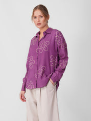 Purple Floral Bandhani Shirt