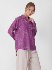 Purple Floral Bandhani Shirt