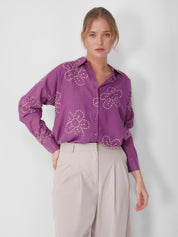 Purple Floral Bandhani Shirt