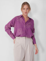 Purple Floral Bandhani Shirt