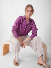 Purple Floral Bandhani Shirt