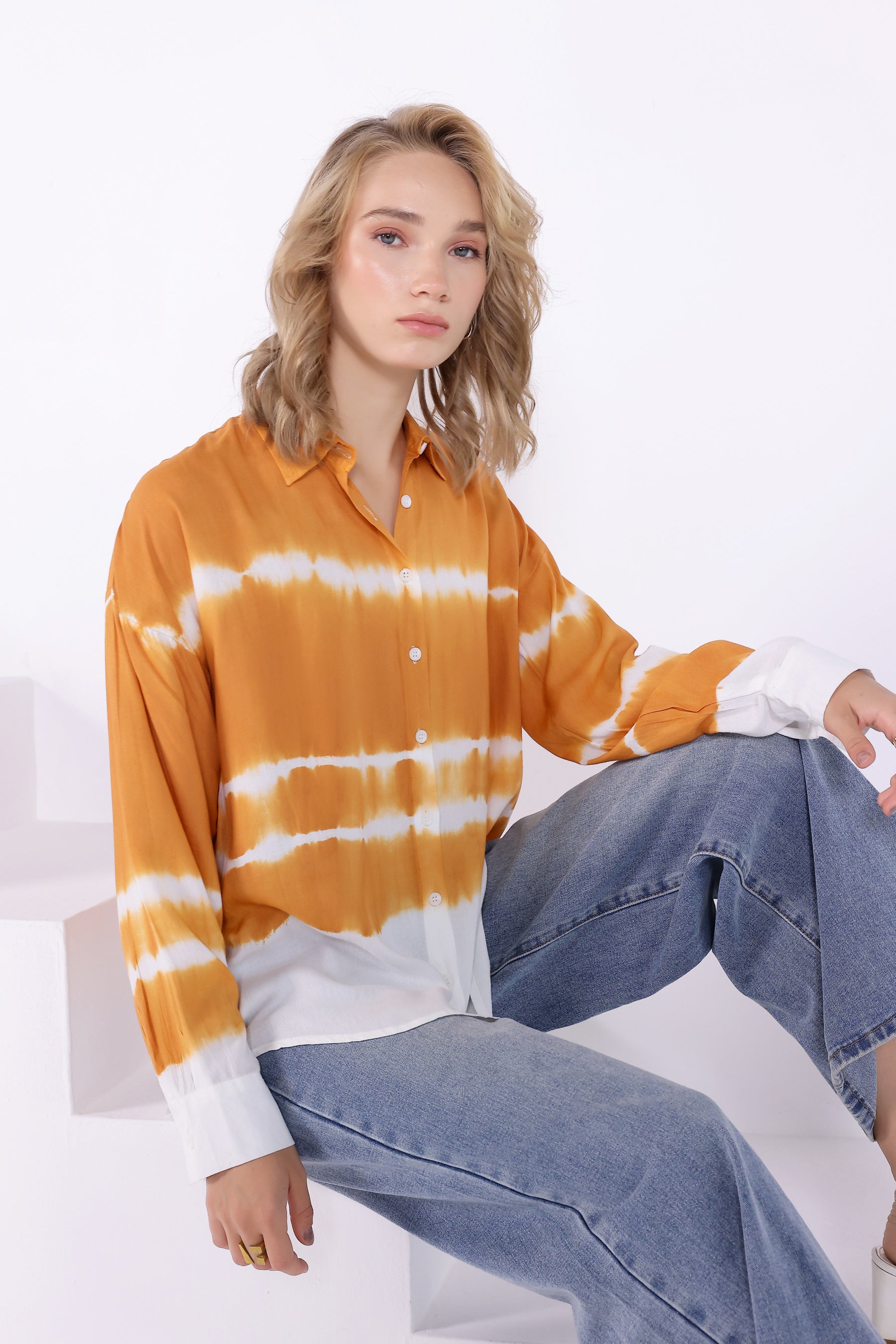 Orange Tie Dye Oversized Shirt