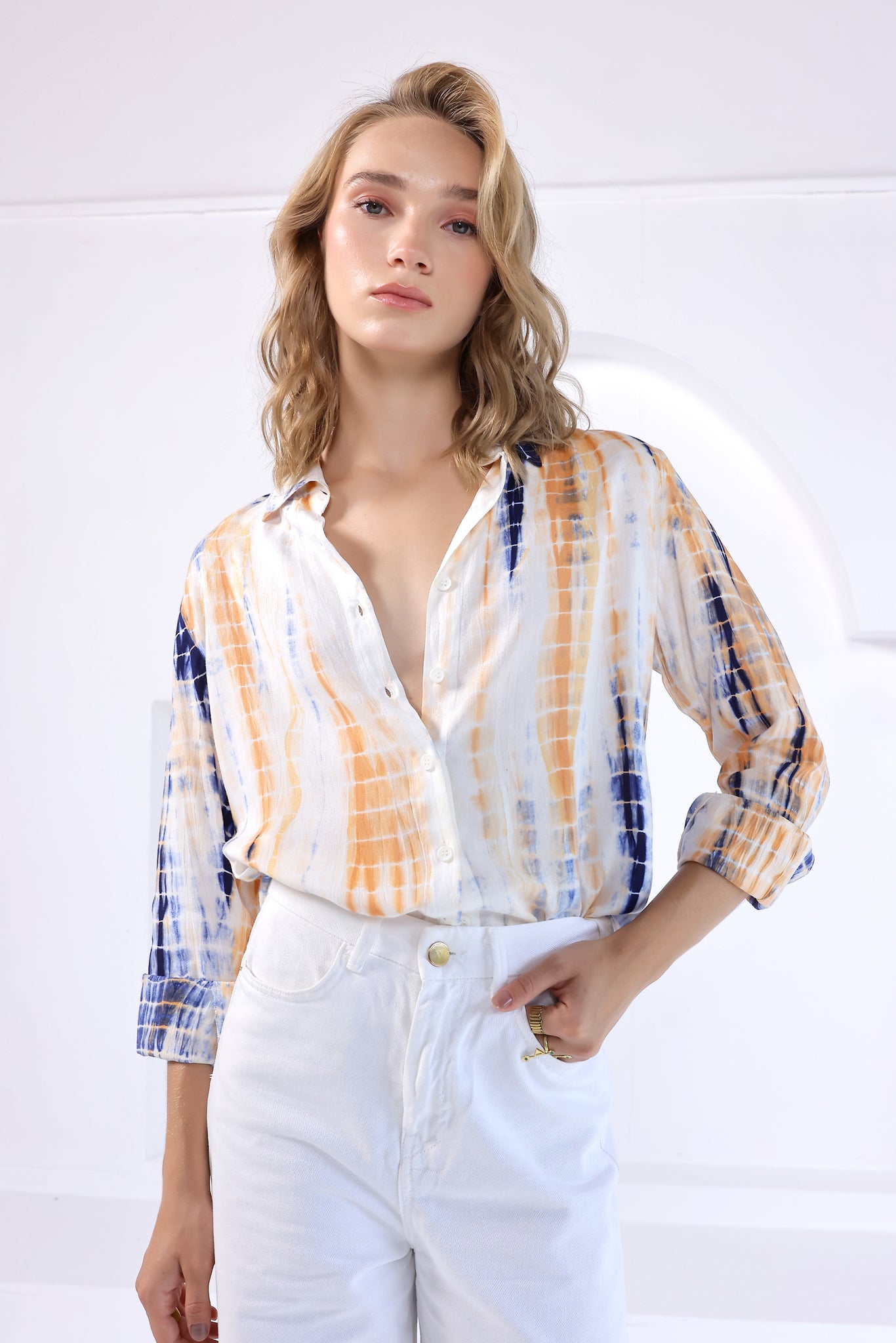 Blue Orange Tie Dye Shirt