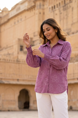 Purple Bandhani Bloom Batwing Shirt